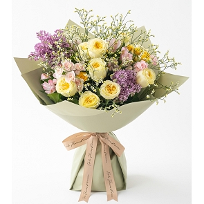 HLB092 AYA香檳色庭園玫瑰花束 (10支玫瑰)